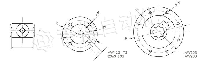 AW氣動(dòng)執(zhí)行器連接尺寸圖 AW氣動(dòng)執(zhí)行器連接尺寸圖