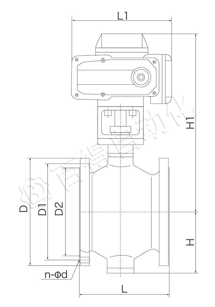 電動(dòng)偏心半球閥,PQ947外形尺寸圖